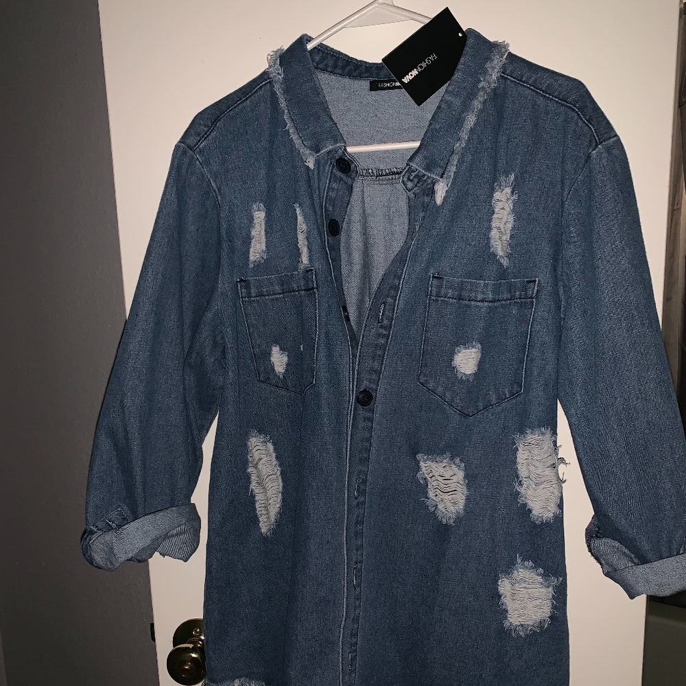 Jean button up dress